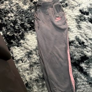 Nike Pink and Grey Dri-Fit Joggers